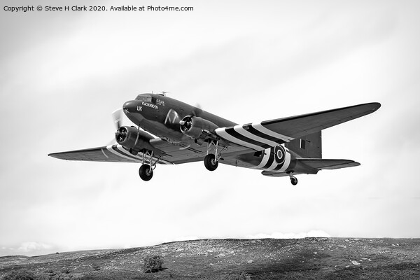 Douglas C-47 Dakota - Black and White Picture Board by Steve H Clark