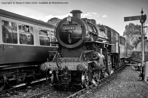 LMS Ivatt Class 4 - Black and White Picture Board by Steve H Clark