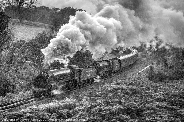 Locomotives the rain - Black and White Picture Board by Steve H Clark