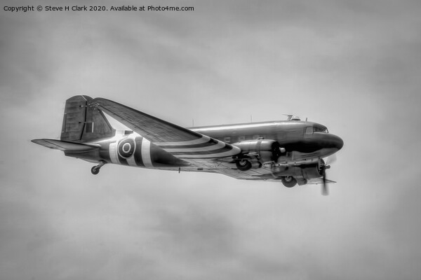 C-47 Dakota - Black and White Picture Board by Steve H Clark