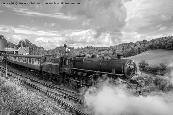 43106 Departs Highley - Black and White Picture Board by Steve H Clark