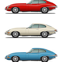 Buy canvas prints of Jaguar E-Type Fixed Head Coupe Red White and Blue by Steve H Clark