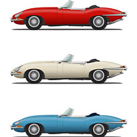 Buy canvas prints of Jaguar E Type Roadster Red White and Blue by Steve H Clark