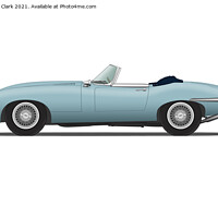 Buy canvas prints of Jaguar E Type Roadster Opalescent Silver Blue by Steve H Clark