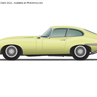 Buy canvas prints of Jaguar E Type Fixed Head Coupe Primrose by Steve H Clark