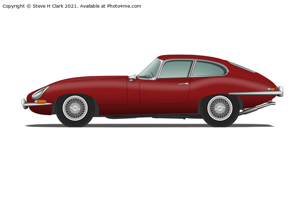 Jaguar E Type Fixed Head Coupe Maroon Picture Board by Steve H Clark