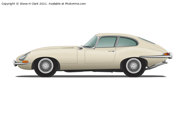 Jaguar E Type Fixed Head Coupe Old English White  Picture Board by Steve H Clark