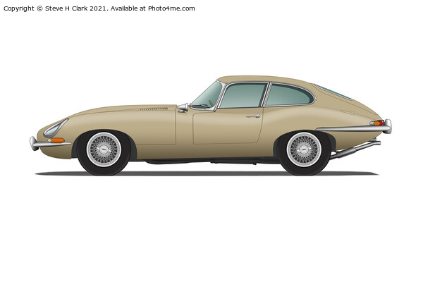 Jaguar E Type Fixed Head Coupe Golden Sand Picture Board by Steve H Clark