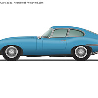Buy canvas prints of Jaguar E Type Fixed Head Coupe Cotswold Blue by Steve H Clark