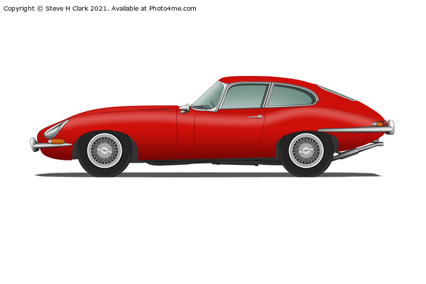 Jaguar E Type Fixed Head Coupe Carmen Red Picture Board by Steve H Clark