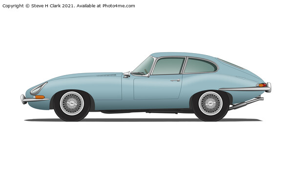 Jaguar E Type Fixed Head Coupe Silver Blue Picture Board by Steve H Clark