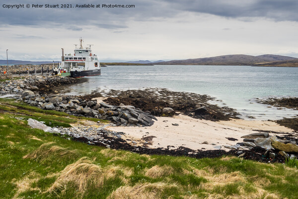 Ferry waiting to sail on a blustery day in the outer hebrides Picture Board by Peter Stuart