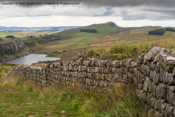 Peel Crags above Once Brewed on Hadrian's Wall Walk Picture Board by Peter Stuart