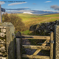 Buy canvas prints of Hill walking between Langcliffe, Attermire Scar and Settle via t by Peter Stuart