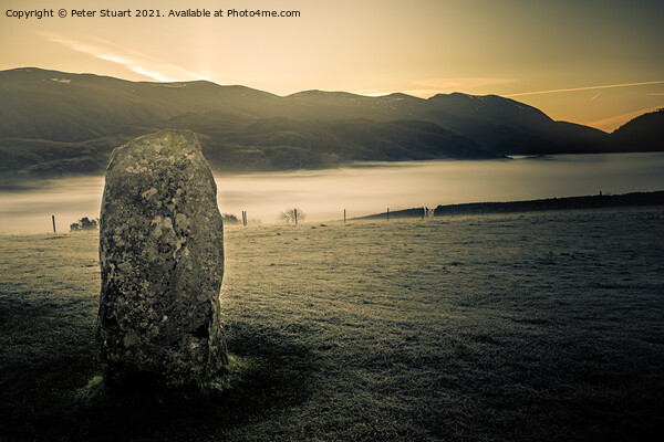 Sunrise at the Winter solstice at Castlerigg Stone Circle near K Picture Board by Peter Stuart