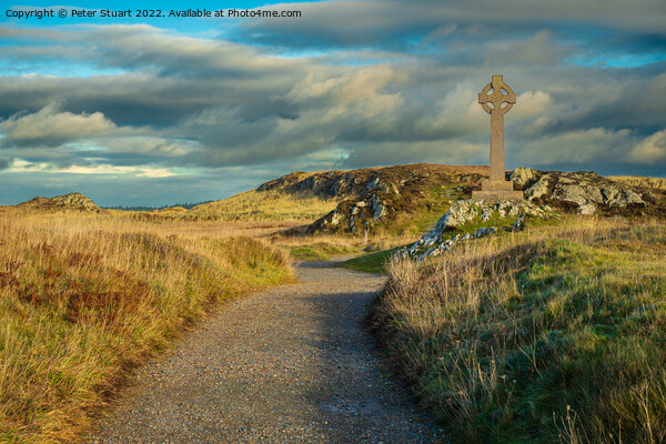 Celtic Cross Llanddwyn Island Anglesey North Wales Picture Board by Peter Stuart