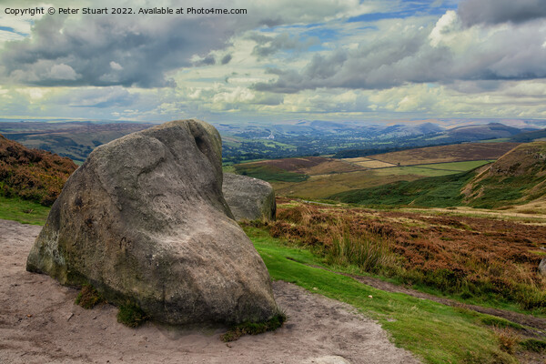 Hill walking on Higger Tor in the Peak Distrct of the Derbyshire Dales Picture Board by Peter Stuart