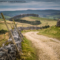 Buy canvas prints of Walking on the Pennine Way and Ribble Way below Pen-y-Ghent by Peter Stuart