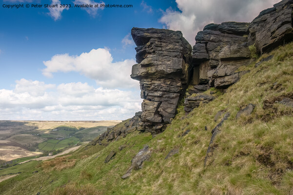 Hill Walkin g on the Pennine Way and Pule Hill above Marsden in  Picture Board by Peter Stuart