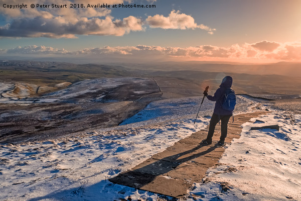 Winter on Pen-Y-Ghent Picture Board by Peter Stuart