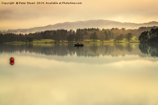 Early Morning Misdt on Windermere Picture Board by Peter Stuart