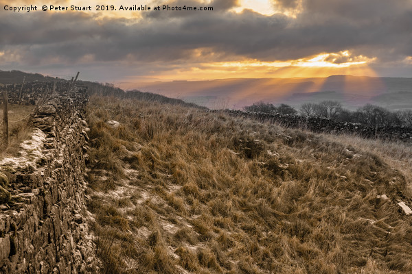 Winskill Sunset above Langcliffe in the Yorkshire  Picture Board by Peter Stuart