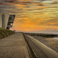 Buy canvas prints of Sunset at Rossall Beach and Watch Tower at Fleetwood, Lancashire by Peter Stuart