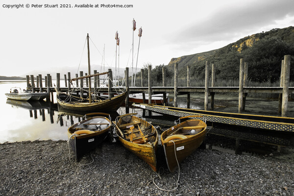 Boats and Gondola on Derwent water near Keswick  Picture Board by Peter Stuart