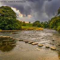 Buy canvas prints of Stepping Stones on the River Wharfe above Burnsall by Peter Stuart