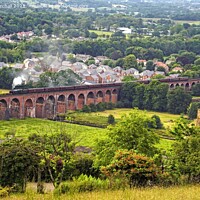 Buy canvas prints of 46115 Scots Guardsman crossing Whalley Viaduct, La by David Birchall