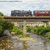 Buy canvas prints of Steam train on Brooksbottom Viaduct. by David Birchall