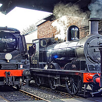 Buy canvas prints of Steam locomotives 34092 and 52322 at Bury. by David Birchall