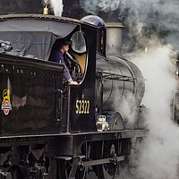 Buy canvas prints of Steam locomotives 52322 and 51456 departing. by David Birchall