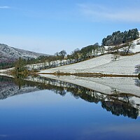 Buy canvas prints of Ladybower winter reflections. by David Birchall