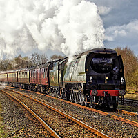 Buy canvas prints of Preserved steam locomotive 34067 Tangmere. by David Birchall