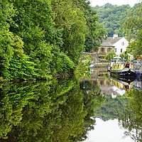 Buy canvas prints of Canal side reflections at Todmorden. by David Birchall