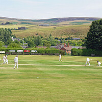 Buy canvas prints of Village cricket in summer. by David Birchall