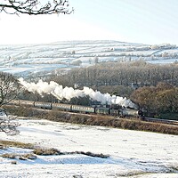 Buy canvas prints of Steam and snow at Irwell Vale. by David Birchall