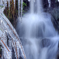 Buy canvas prints of Waterfall and Ice by David Birchall