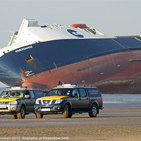 Buy canvas prints of Ferry Riverdance beached on Lancashire coast. by David Birchall