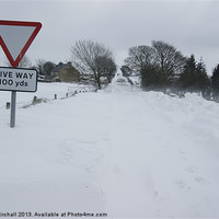 Buy canvas prints of Snowdrift blocking road. by David Birchall