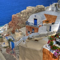 Buy canvas prints of The Color of Santorini by David Birchall