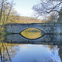 Buy canvas prints of Calver Bridge, Derbyshire by David Birchall