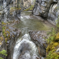 Buy canvas prints of Maligne Canyon River, Canada by David Birchall