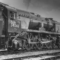 Buy canvas prints of Steam locomotive 34046 Braunton by David Birchall