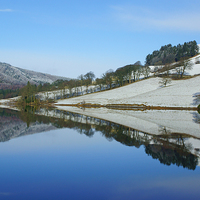 Buy canvas prints of  Winter Reflections at Ladybower by David Birchall