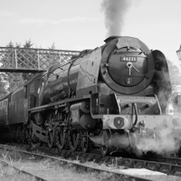 Buy canvas prints of The Royal Scot in Black and White  by David Birchall