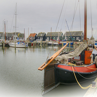 Buy canvas prints of  Marken Village and Harbour by David Birchall