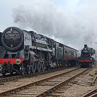 Buy canvas prints of 70013 and 46521 at Swithland sidings by David Birchall