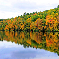 Buy canvas prints of Autumn Reflections in New England, America. by David Birchall